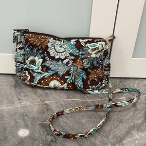Vera Bradley Blue and Brown Floral Crossbody Bag